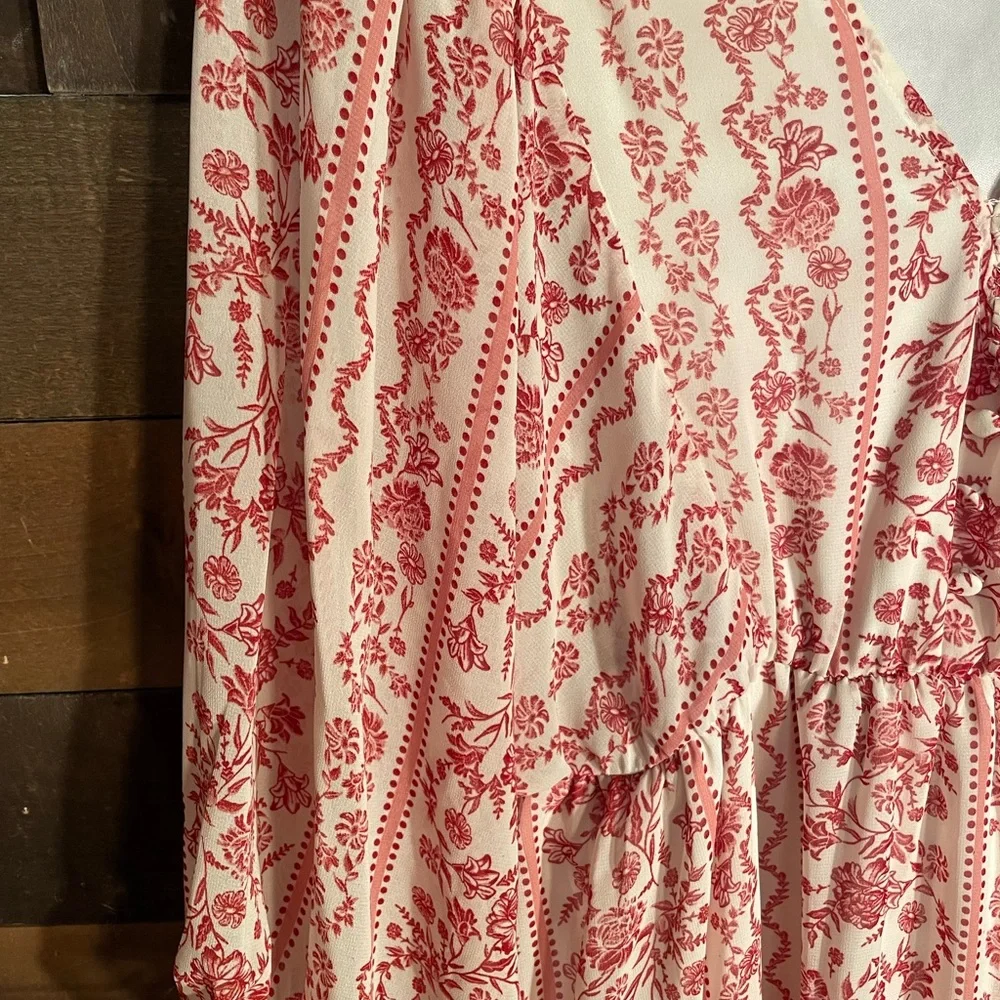 Justify Red and White Patterned High Low  boho dress - Picture 6 of 13